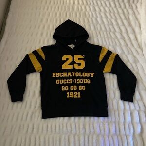 Gucci 25 Eschatology Black Yellow Hoodie Graphic Print Blind for Love Authentic